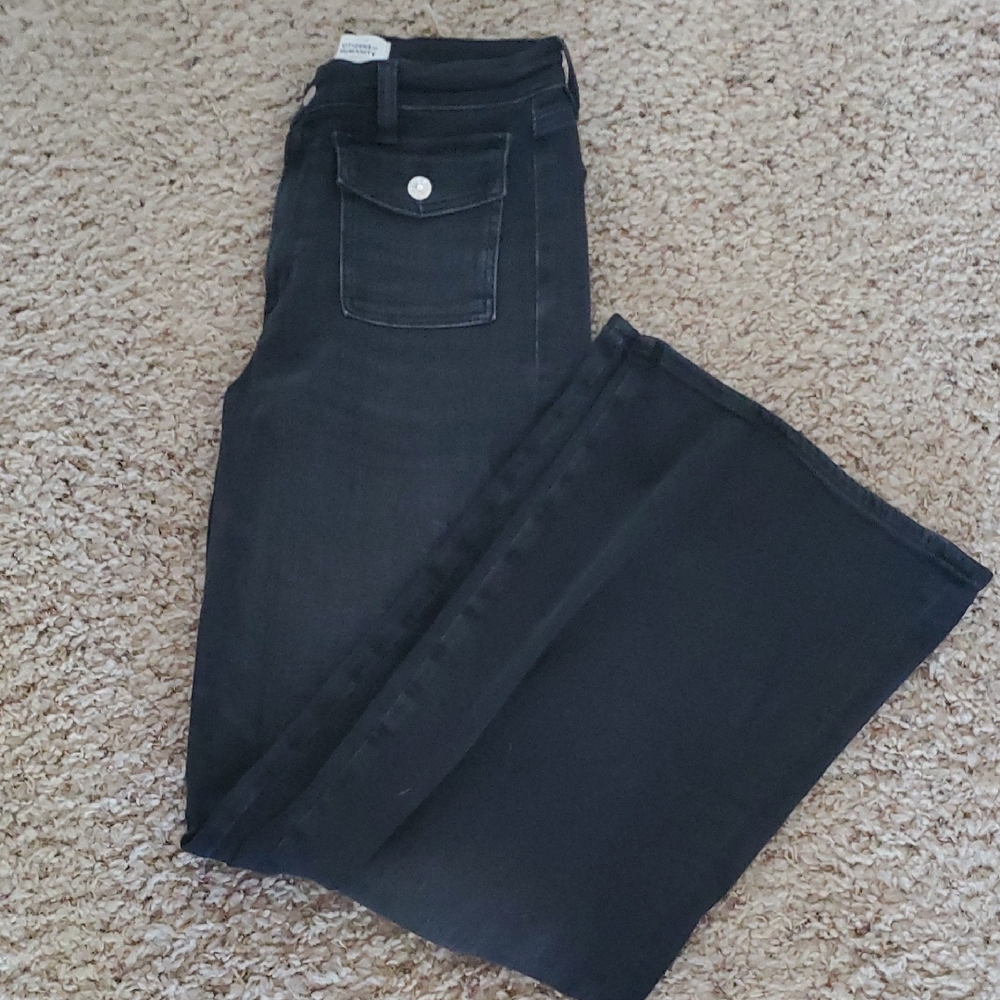Citizens Of Humanity Black Flare Wide Leg Jeans